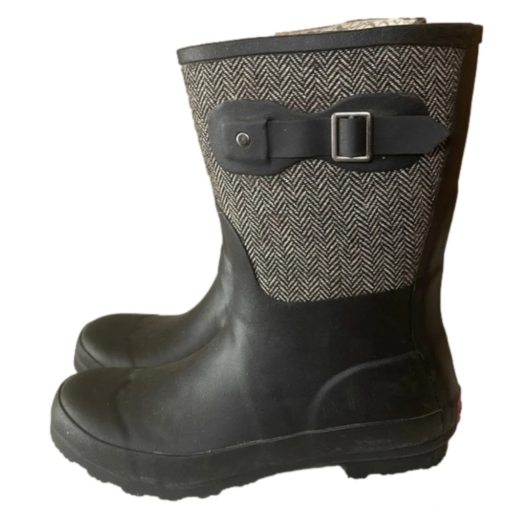 CHOOKA Classic Mid Calf Racer Herringbone Rain Boot Size 9